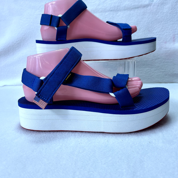 Teva Universal Platform Sandals Women 10 Blue Walking Trail Adjustable Straps - Picture 9 of 13